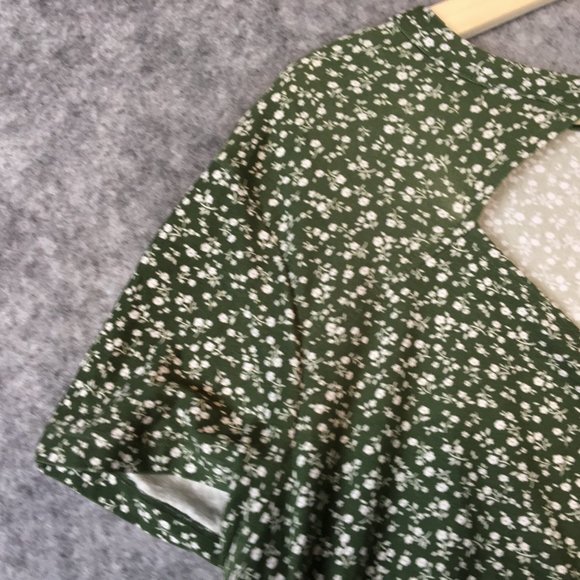No Boundaries Top XXXL 21 Boho Cottagecore Green Ditsy Floral Print Cutout Front - Picture 3 of 15